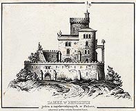 Bdzin - Projekt odbudowy zamku w Bdzinie F.M.Lanciego z okoo 1834 roku na rysunku B.Podbielskiego