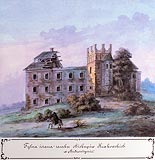 Bodzentyn - Ruiny zamku w Bodzentynie, akwarela Teodora Chrzskiego, 'Kazimierza Stronczyskiego opisy i widoki zabytkw w Krlestwie Polskim (1844-1855)'