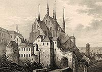 Frombork - Katedra we Fromborku na litografii Eduarda Pietzscha, Borussia 1839