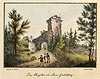 Grodziec - Ruiny zamku Grodziec na litografii Carla Theodora Mattisa z okoo poowy XIX wieku