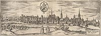 Nysa - Panorama Nysy na przeomie XVI i XVII wieku, miedzioryt z dziea Georga Brauna i Fransa Hogenberga 'Civitates orbis terrarum'