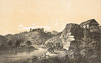Ronw-aziska - Rozwaliny zamku w Ronowie w obwodzie Sandeckim, od poudnia, litografia Macieja Bohusza Stczyskiego z 1846 roku