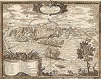 Szczecin - Miasto i zamek na sztychu Erika Dahlbergha z dziea Samuela Pufendorfa 'De rebus a Carolo Gustavo gestis', 1656 rok