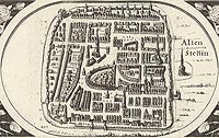 Szczecin - Plan Szczecina. Rysunek na mapie Eilharda Lubinusa z 1618 roku